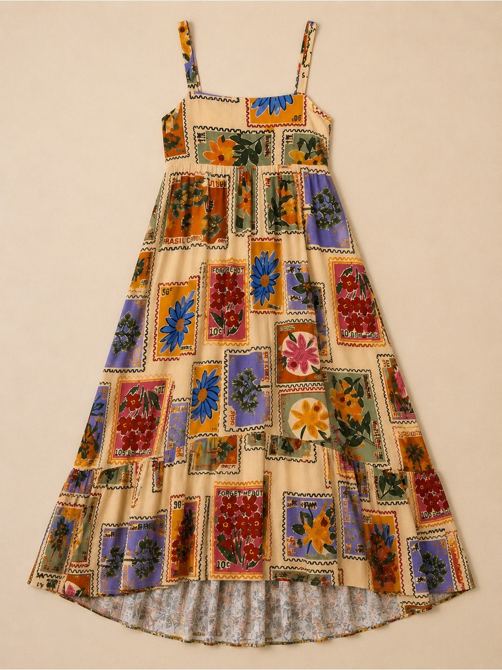 Paper Heart Anthropologie Linen Blend Floral Plant Stamped Maxi Dress Size S - Picture 9 of 17